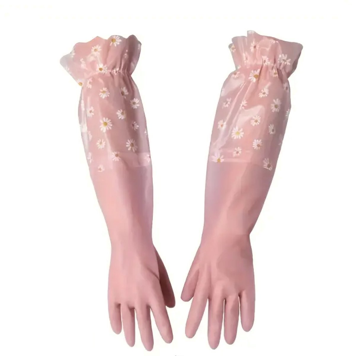 Růžové rukavice s květinami