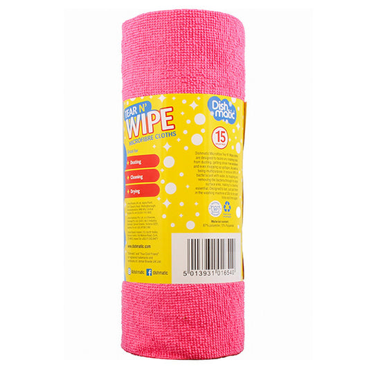 Panni in microfibra Dishmatic a rotolo – Senza aloni, riutilizzabili e durevoli (15 pezzi)
