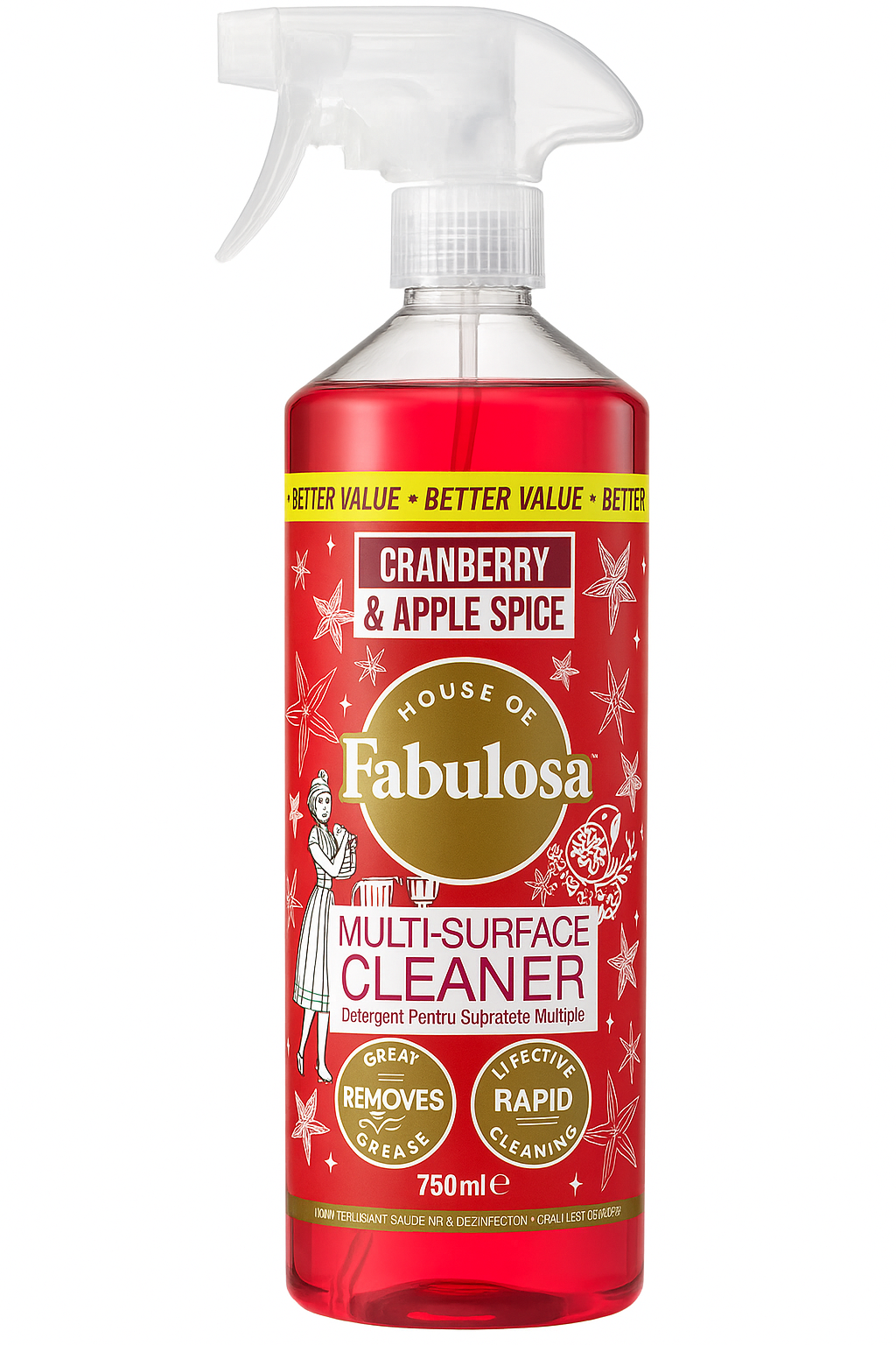 Fabulosa Spray Multiuso Natale Mirtillo Rosso & Spezie di Mela 750ml - Edizione Limitata