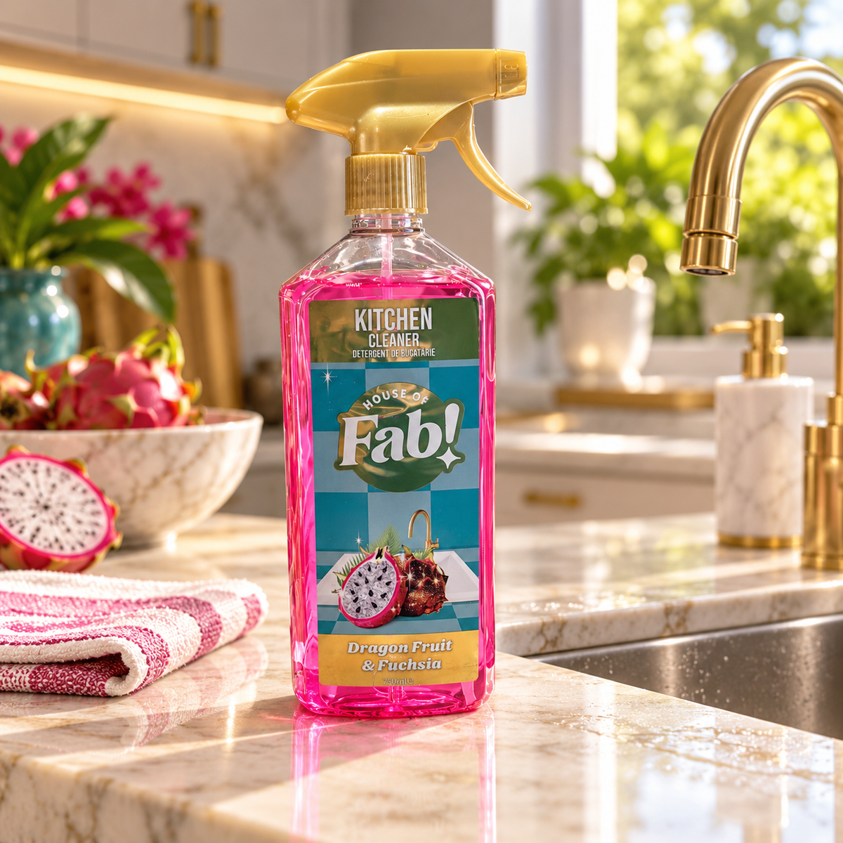 Fabulosa Kitchen Cleaner Dragon Fruit & Fuchsia sprej za čišćenje kuhinje 750ml