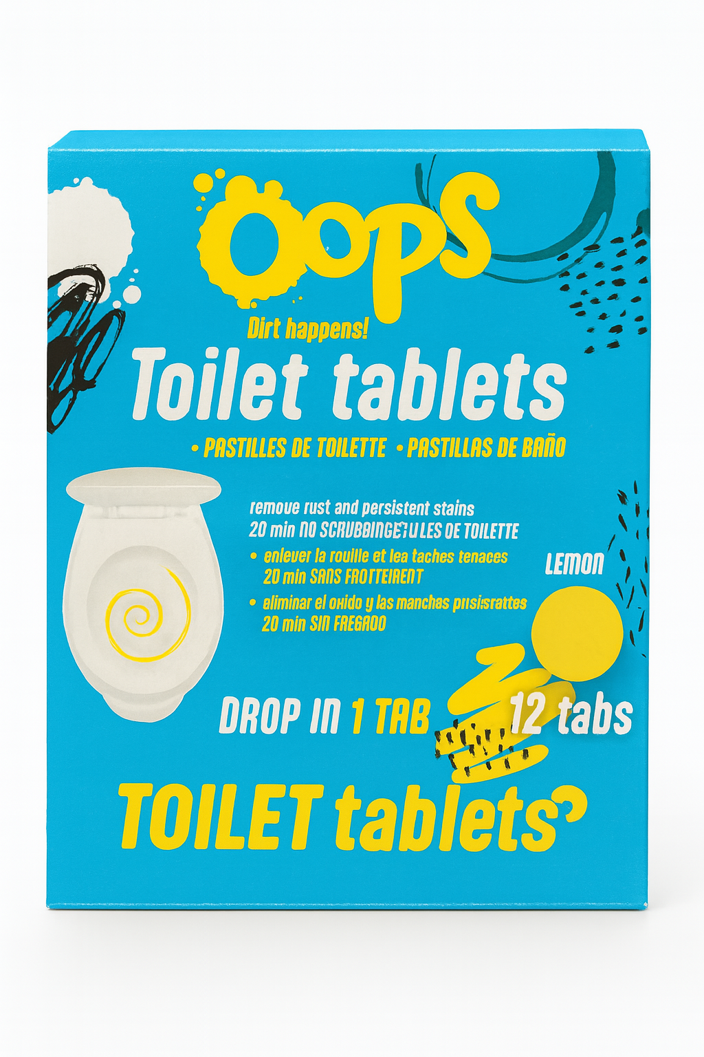 Oops tablete za WC – 12 komada – miris limuna – Protiv hrđe i tvrdokornih mrlja