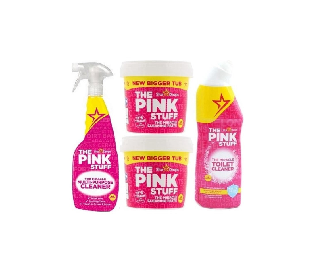 Stardrops The Pink Stuff Mega Pack - 2x Pasta de limpieza 850gr + Limpiador de inodoros + Spray multiusos