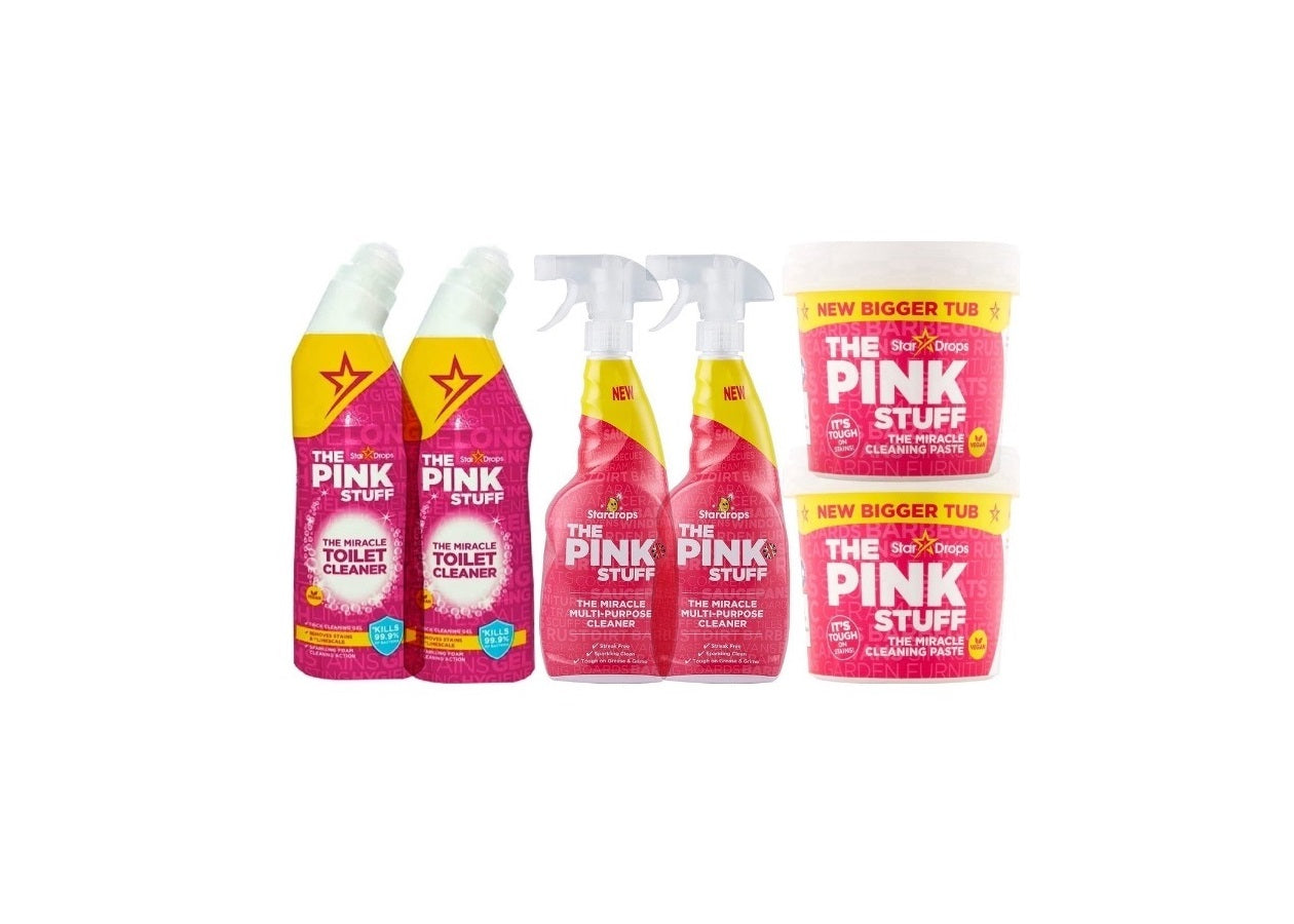 Pink Stuff Ultimātā pakete - 2x izsmidzinātājs 750 ml - 2x tualetes tīrītājs 750 ml - 2x brīnuma pasta 850 grami