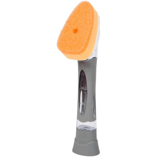 CleanRite Spugna per pulizie con dispenser – Spugna per piatti ricaricabile con impugnatura – Grigio