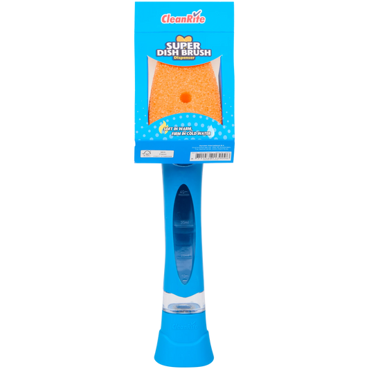 CleanRite Spugna per piatti con dispenser di sapone – Manico ricaricabile – Blu