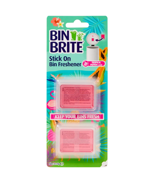 Bin Brite Stick-On Deodorante per Contenitore Tropical Papaya – Eliminatore di Odori per Cestino – 2 Pezzi