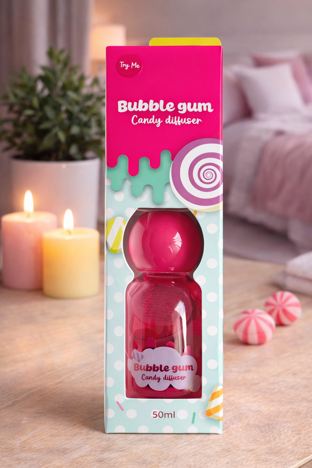 Difuzor mirisa Bubble Gum Candy 50ml – Raspršivač mirisa za dom – Slatki miris žvakaće gume – Difuzor mirisa Candy aroma
