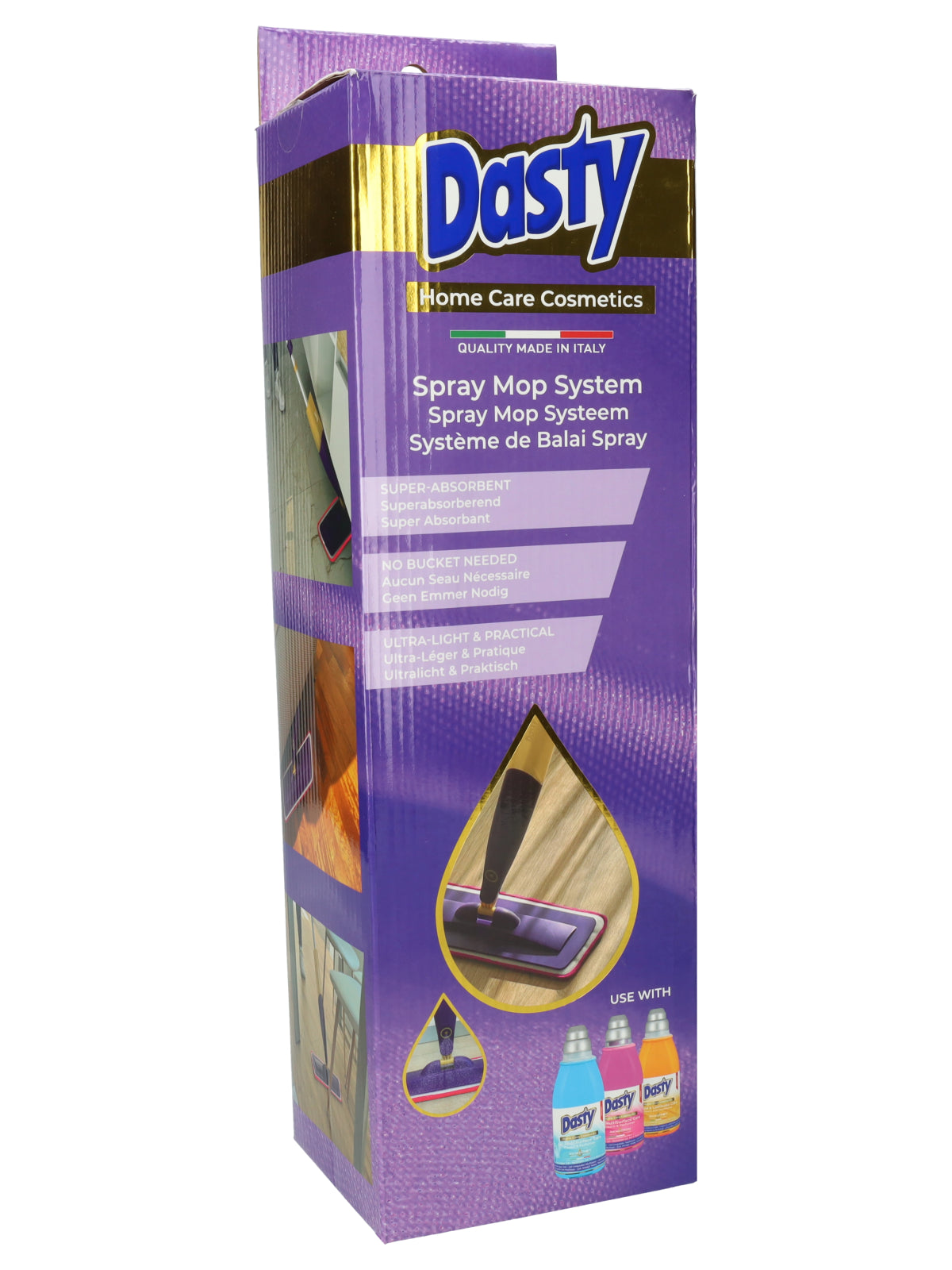 Dasty Spraymop con sistema de pulverización – Mopa y fregona para suelos sin cubo – Cabezal giratorio – 42 cm