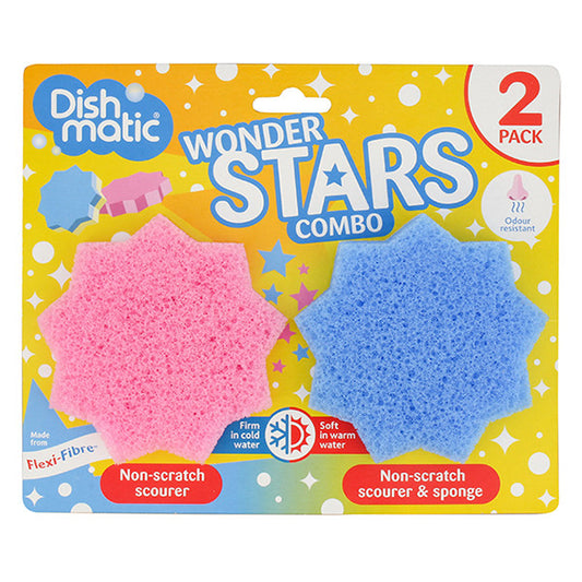 Spugnette abrasive senza graffi Dishmatic con fibra flessibile – Multifunzione e resistente agli odori (confezione da 2)