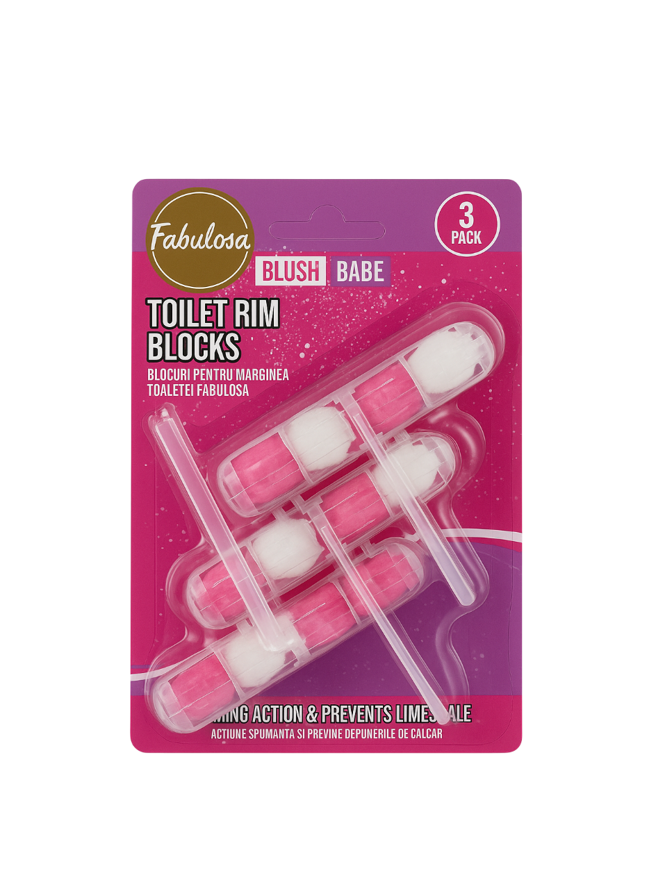 Blocchi per WC Fabulosa – 3 pezzi - Blush Babe - Profumo Fresco e Protezione contro il Calcare
