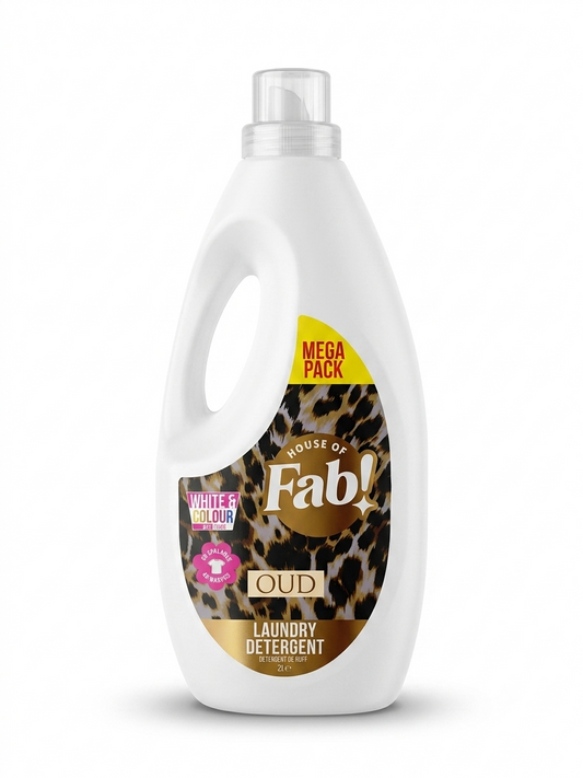 Fabulosa Detergente per Bucato Oud Mega Pack 2L – Detergente per Bianchi e Colorati con Profumo di Oud di Lusso