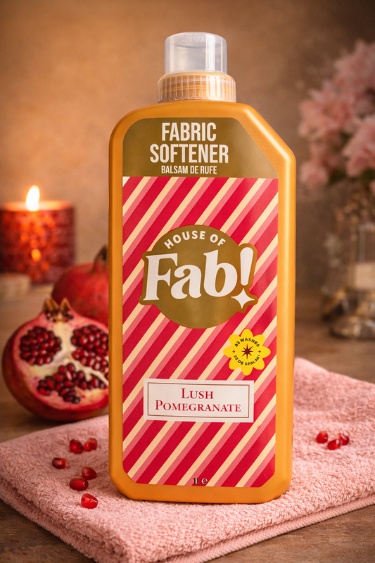 House of Fab Mīkstinātājs Lush Pomegranate – Veļas mīkstinātājs 1L – 33 mazgāšanas reizes – Aromātu pastiprinošs veļas kondicionieris
