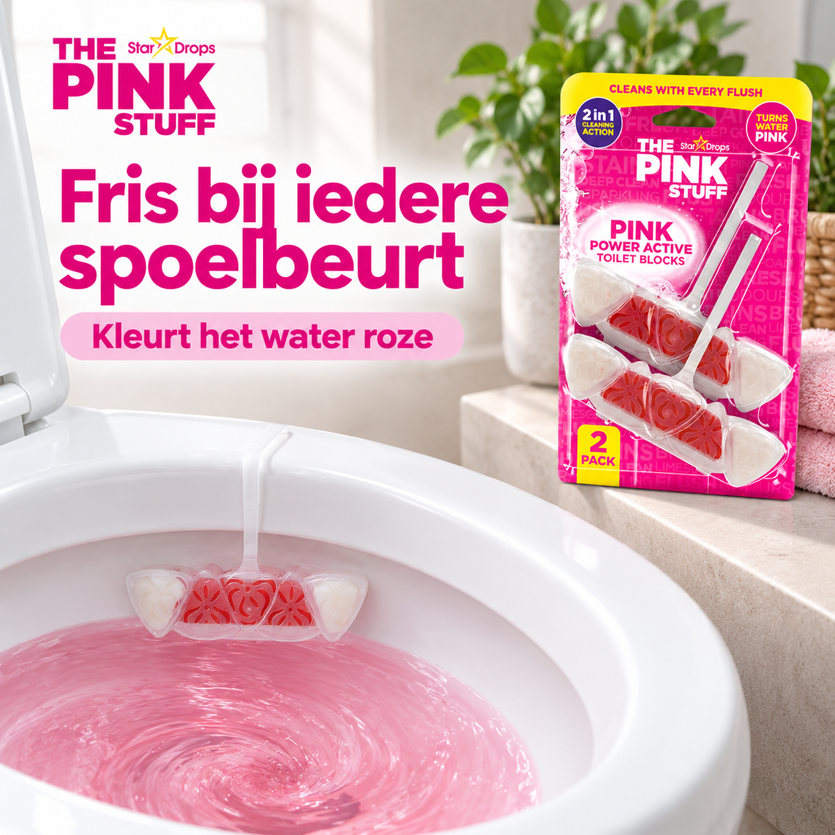 The Pink Stuff Power Active blok za WC školjku - 2 komada