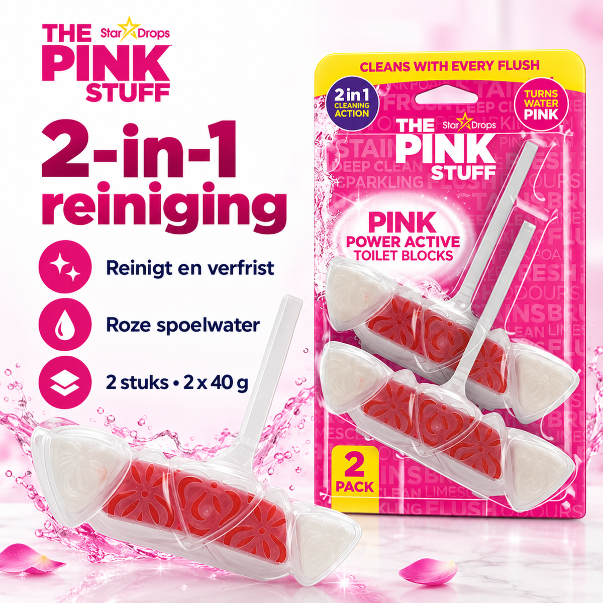 The Pink Stuff Power Active blok za WC školjku - 2 komada
