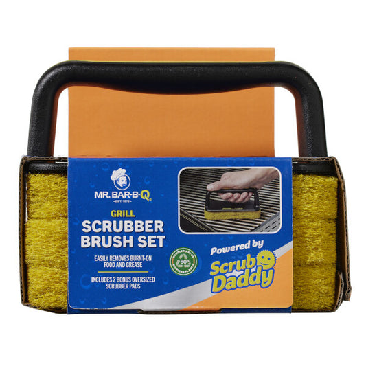 Scrub Daddy MR. BAR-B-Q Set Spazzola per Griglia – Spazzola per Barbecue con 2 Pad Scrubber Extra