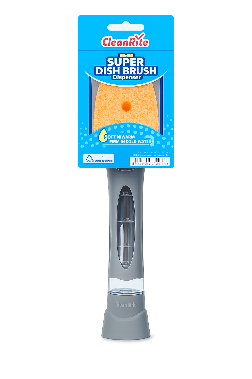 CleanRite Cleaning Sponge with Dispenser – Refillable Dish Sponge with Handle – Gray