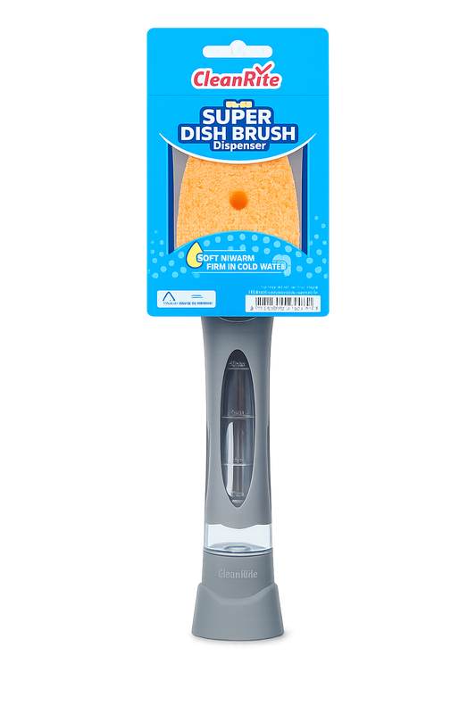 CleanRite Spugna per pulizie con dispenser – Spugna per piatti ricaricabile con impugnatura – Grigio