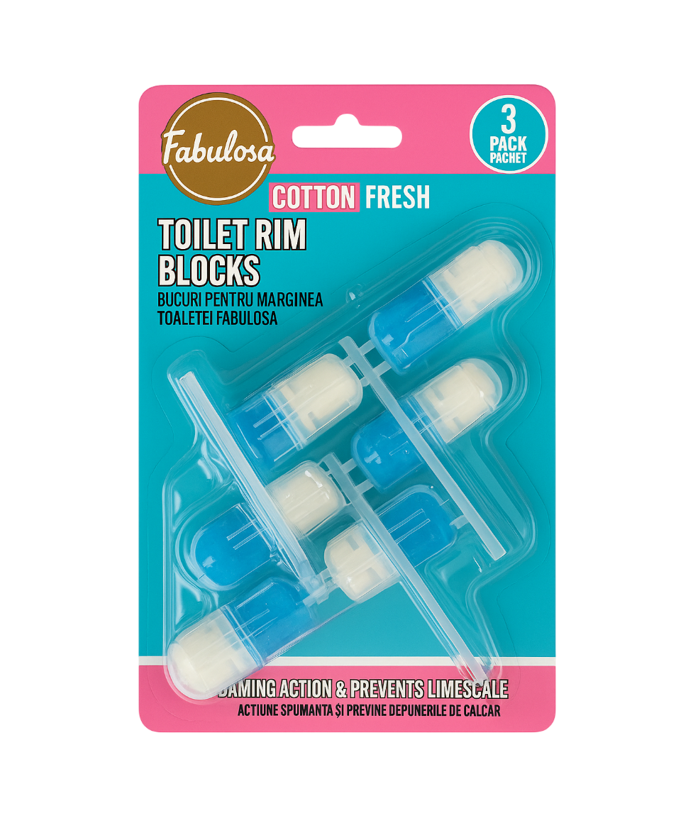 Fabulosa WC-blokkok – 3 darab - Cotton Fresh - Friss illat és vízkő elleni védelem