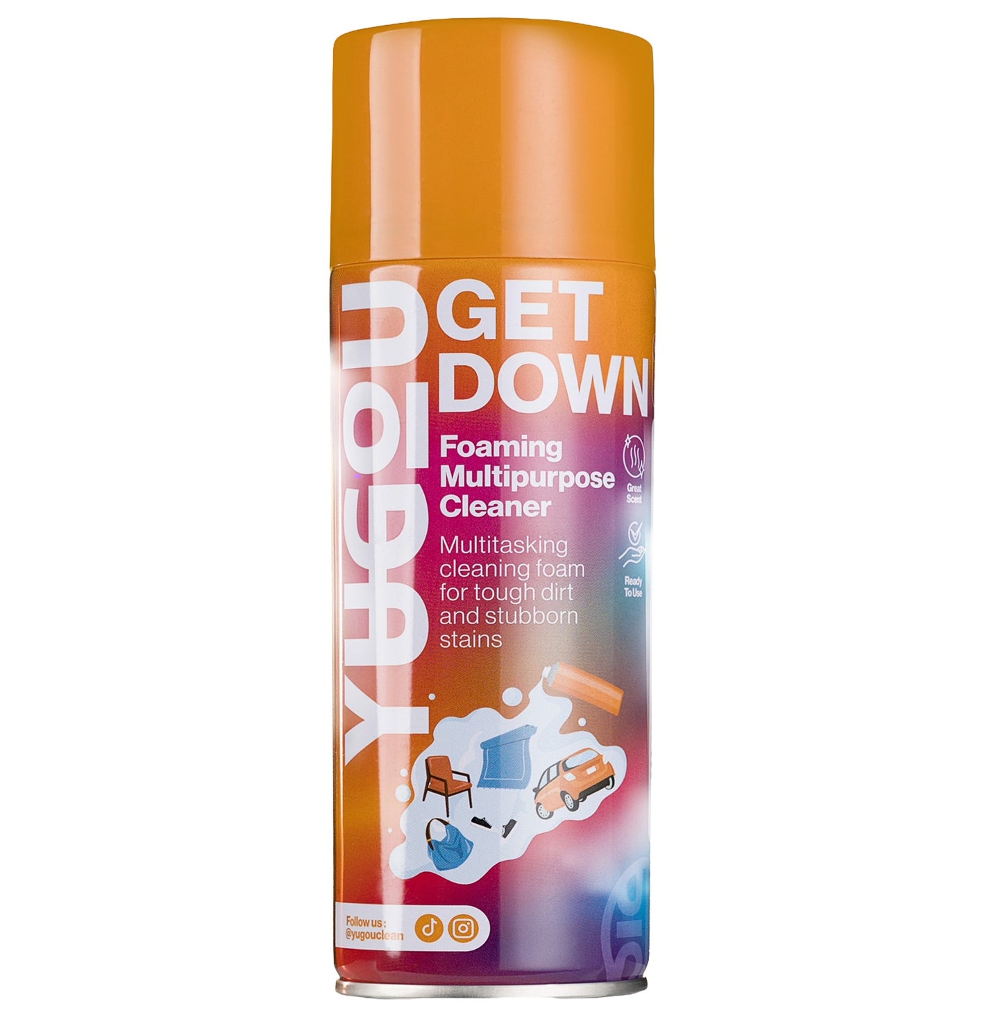 YUGOU Get Down Detergente Schiumogeno Multiuso 450 ml – Potente Detergente Universale con Formula Schiumogena per Interni ed Esterni
