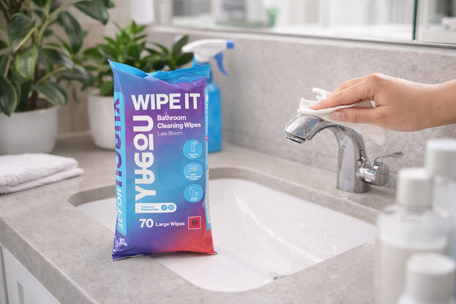 Yugou Wipe It Bathroom Cleaning Wipes Schoonmaakdoekjes voor Badkamer - 70 stuks - ViralCleaning