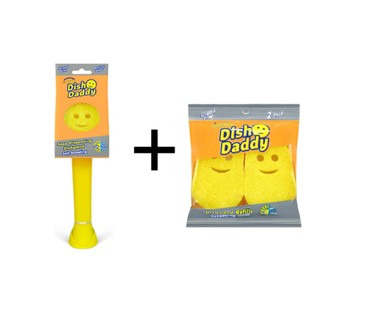 Scrub Daddy Cepillo para lavar platos - Incl. 2 esponjas extra - Amarillo