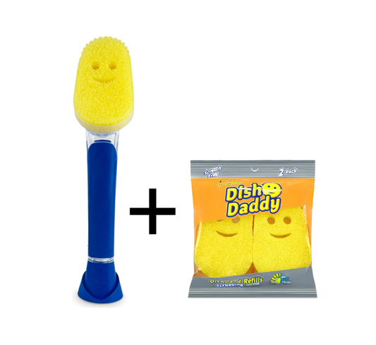 Scrub Daddy Cepillo para lavar platos - Incl. 2 esponjas extra - Azul